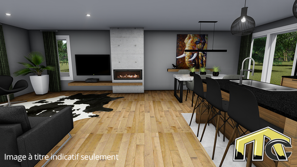 Maison usinée 2 chambres aires ouvertes