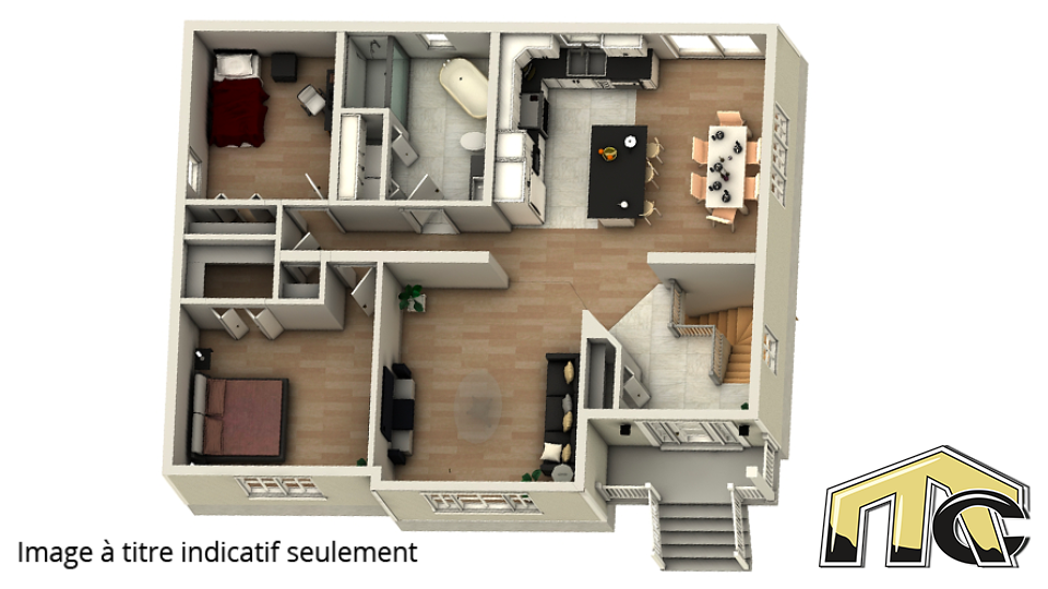 maison 2 chambres aires ouvertes
